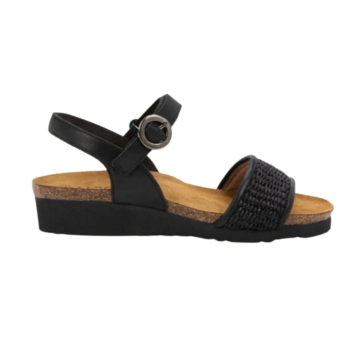 Cecile | Leather/Raffia | Shiny Black/Black - Image 3