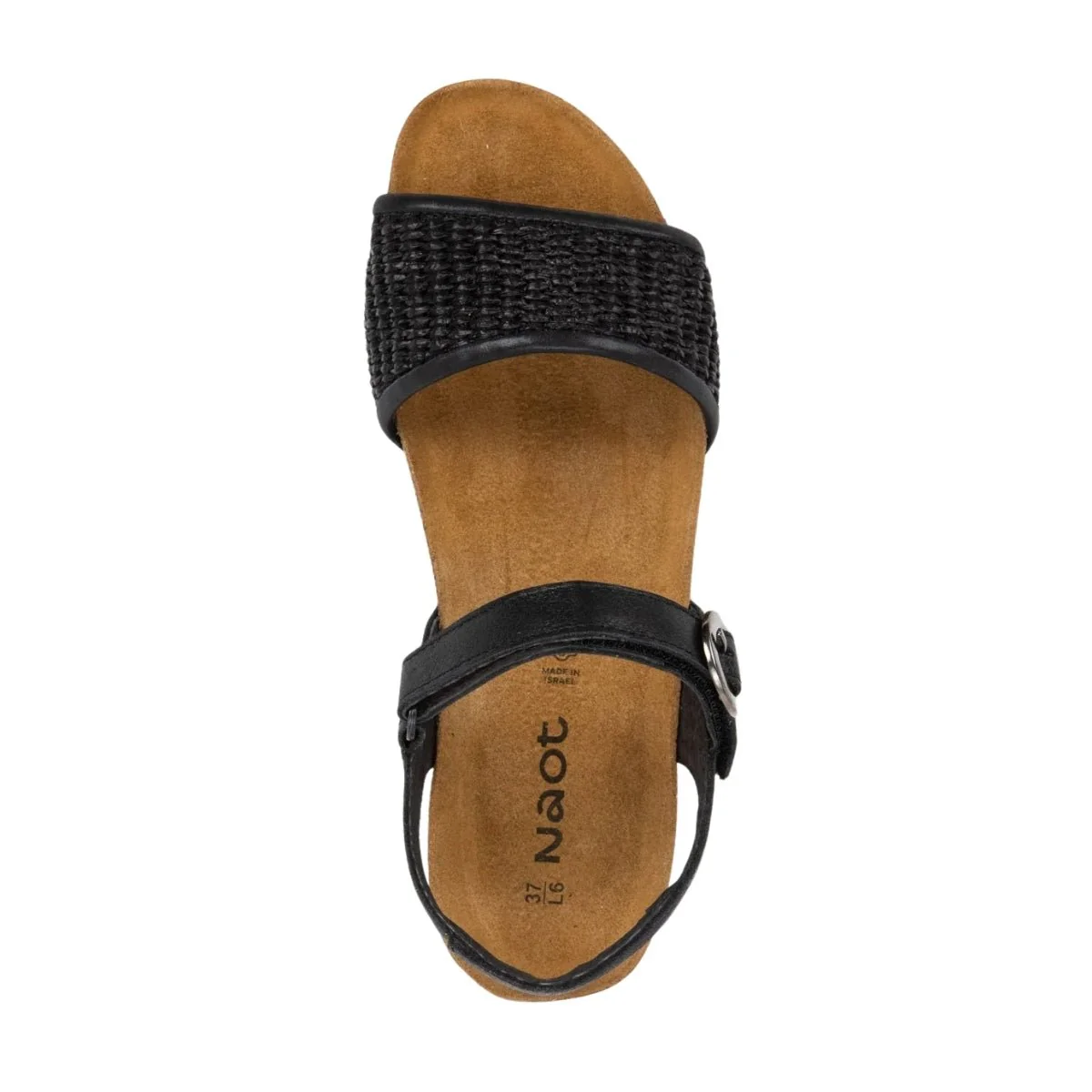 Cecile | Leather/Raffia | Shiny Black/Black - Image 4