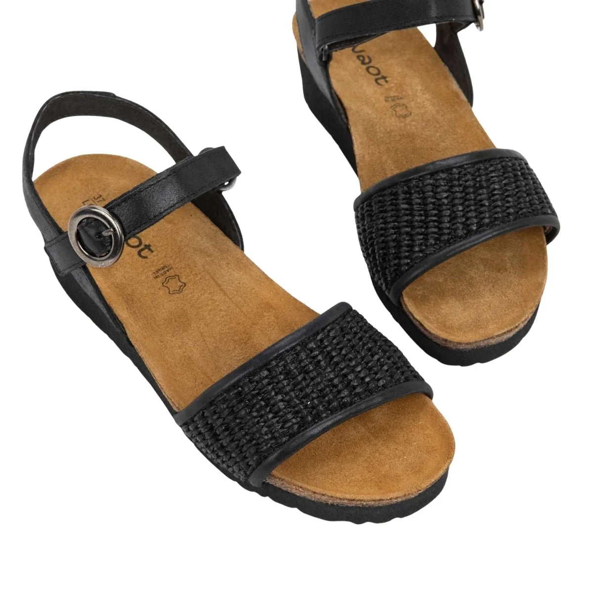 Cecile | Leather/Raffia | Shiny Black/Black - Image 6