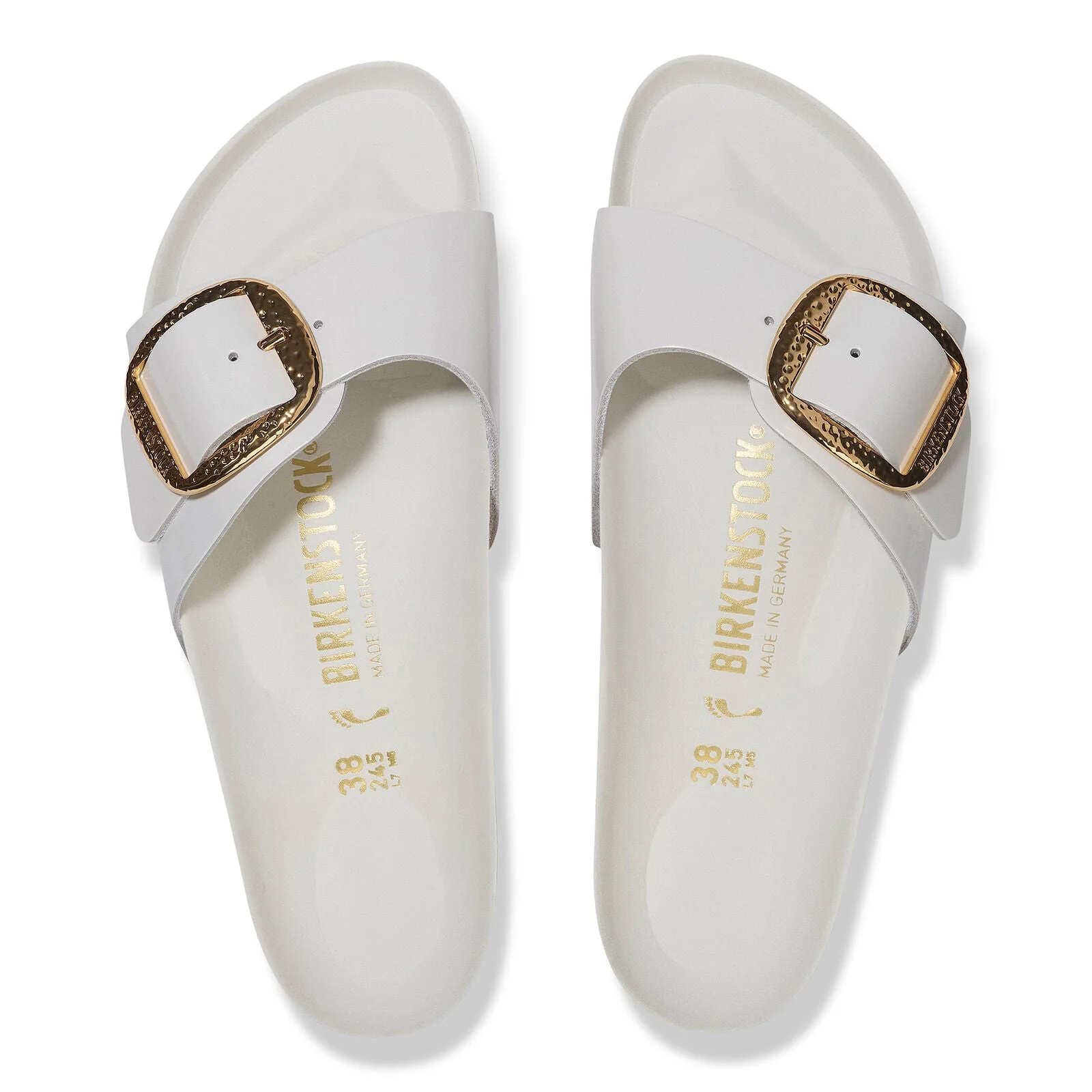 Madrid Hammered Big Buckle | High-Shine Patent Leather | Antique White - Image 4