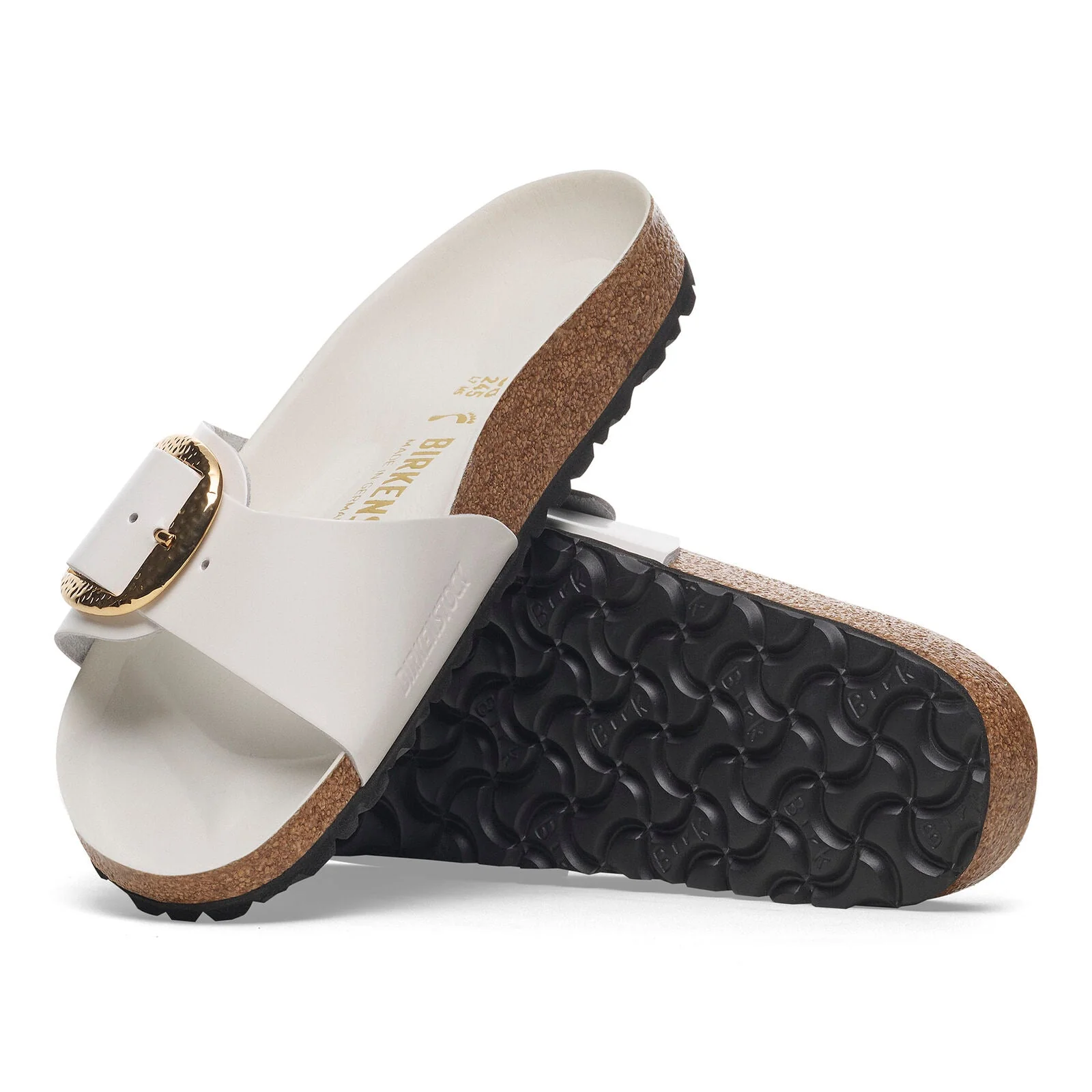 Madrid Hammered Big Buckle | High-Shine Patent Leather | Antique White - Image 6