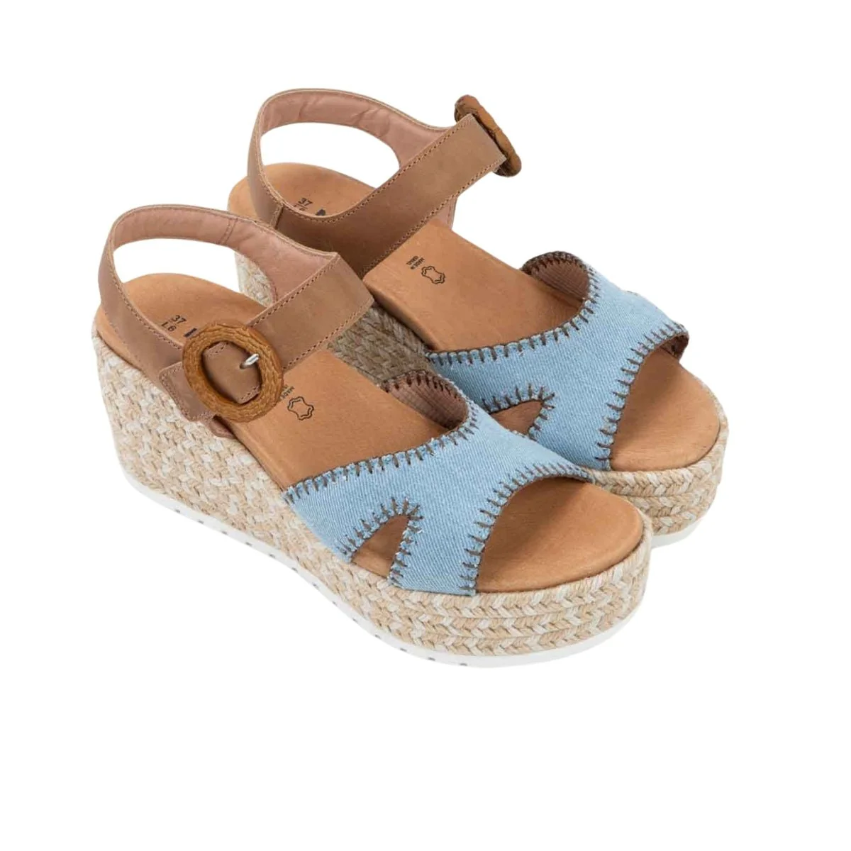 Majorca | Leather/Denim | Latte Brown - Image 3